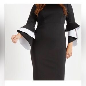 Eloquii Elegant Black Dress with Contrasting White Sleeves